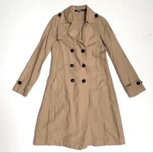 Anthropologie Eva Franco Tan Linen Trench Coat